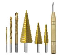 BYINGS Set di punte for trapano a gradini con scanalatura dritta ad alta velocità, fresa for aprire i fori in legno e metallo rivestita in titanio, set di punte for trapano a gradini da 3-12/4-12/4-20