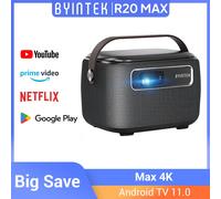 BYINTEK R20 Max Mini Proiettore 4K DLP Smart WiFi Android 11.0 LED 1080P Proiettori Home Theater Esterni Con Batteria 15600mAh