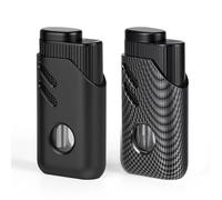 Byitin 2 Pezzi Accendini a Tripla Fiamma a Getto Antivento, Ricaricabili a Gas Butano con Regolazione della Fiamma Facile, Regali per Uomo (Senza Gas)