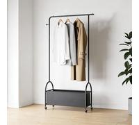 BYJSJY Appendiabiti Mobile con Ruote e Cestino Portaoggetti, Appendiabiti in Metallo per Camera da Letto, Ingresso, Soggiorno(Black,80cm(31.5in))