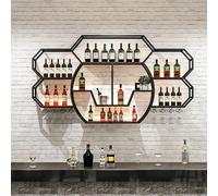 BYJSJY Portabottiglie Da Parete,Ferro,Porta Bottiglie Di Vino Con Supporto In Vetro E Portabicchieri,Organizer For Riporre Il Vino,Nero(Black,250cm/98.4in)