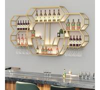 BYJSJY Portabottiglie Da Parete,Ferro,Porta Bottiglie Di Vino Con Supporto In Vetro E Portabicchieri,Organizer For Riporre Il Vino,Nero(Gold,200cm/78.7in)