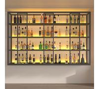 BYJSJY Portabottiglie Da Parete industriale,Ferro,Porta Bottiglie Di Vino Con Supporto In Vetro,Organizer For Riporre Il Vino,Nero,Portaoggetti Da Parete(Black,150cm(59in))