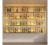 BYJSJY Portabottiglie Da Parete industriale,Ferro,Porta Bottiglie Di Vino Con Supporto In Vetro,Organizer For Riporre Il Vino,Nero,Portaoggetti Da Parete(Gold,160cm(63in))