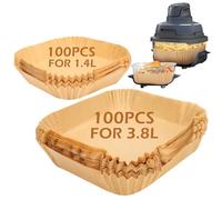 BYKITCHEN 200 fodere per friggitrice ad aria portatile Ninja CRISPi/Crispy in vetro UK, 100 pezzi per 3,8 L e 100 pezzi per friggitrice ad aria quadrata da 1,4 L, accessori per Ninja Crisper FN101UK