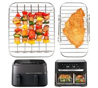 BYKITCHEN Accessori per friggitrice ad aria calda Philips Dual Basket 3000, 9L/Tefal 5,2/3,1 L Easy Fry, 2 supporti per friggitrice ad aria con 5 spiedini, accessori per Tefal EY9018/Philips NA350/00