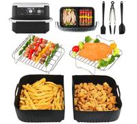 BYKITCHEN Airfryer Accessori per Ninja Flex Drawer AF500EU 10,4L, 7 pezzi Friggitrice ad aria calda Accessori per Ninja Foodi Flexdrawer Dual Zone, incluso stampo in silicone, compatibile con Cecotec