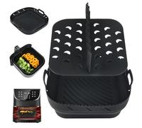 BYKITCHEN Fodera per friggitrice ad aria in silicone con divisore, accessori per friggitrice ad aria quadrata in silicone per Ninja Speedi 5,7 l/Cosori 5,5 l/Tefal/Instant Vortex/Philips, cestello
