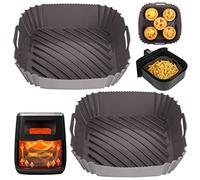 BYKITCHEN Fodera per friggitrice ad aria in silicone riutilizzabile, confezione da 2 vassoi quadrati per friggitrice ad aria, vortice istantanea, Tefal friggitrice ad aria
