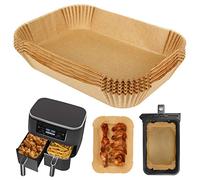 BYKITCHEN Fodere per friggitrice ad aria per Ninja Dual, accessori, usa e getta per friggitrice quadrata, compatibili con AF300UK AF400UK, Salter e altre Dual Zone (50 pezzi)