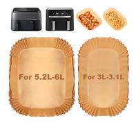 BYKITCHEN Fodere per friggitrice ad aria Tefal da 5,2 L e 3,1 L, fodere di carta usa e getta, accessori per friggitrice ad aria Philips 9L/Lakeland/Salter e altre friggitrici ad aria da 3L e 6L con 2