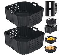 BYKITCHEN Rivestimento in silicone per friggitrice ad aria Ninja Double Stack 7,6 L SL300UK, fodere perforate per friggitrice ad aria riutilizzabile, accessori per friggitrice ad aria Ninja a doppio