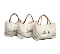 Bykiyevm Borsa in tela personalizzata con nome,Borsa regalo personalizzata per damigella d'onore,Borsa da spiaggia per matrimonio,Addio al nubilato,Luna di miele, Multi, 4pcs
