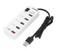 BYL 3011 USB 30. Hub with Charging Port, 4 Port Speed USB Hub, 5Gbps Data Transfer, Compact for Laptop Desktop PC, Plug and Play, Overload, White ABS Housing