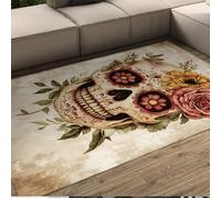 BYLEEHOMED Divertente Halloween Home Decor Tappeti 180x270cm Retrò Nostalgia Zucchero Teschio Tappeto Antiscivolo per per Pavimento Aula Partito Festa Tappeto