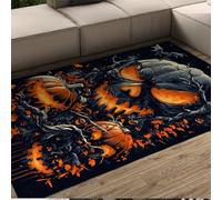 BYLEEHOMED Halloween Zucca Tappeti d'ingresso Burning Eyes Lavabile Antiscivolo Tappeto a pelo basso per soggiorno Haunted House Party Decor 180x270cm