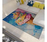 BYLEEHOMED Ice Cream Tappeto per pittura a olio 100x150cm Ultra sottile lavabile estivo dolce delizioso Tappeto antiscivolo per sala da pranzo in ufficio sotto il tavolo