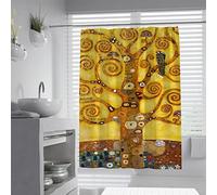 BYLEEHOMED L'Albero della Vita Set di Tende Doccia, Gustav Klimt Tenda Doccia Set Vintage Arredo Bagno, Tende Doccia Impermeabili e Lavabili W180xL180cm