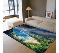 BYLEEHOMED Paesaggio Lavabile Antiscivolo Soft Area Tappeto 120x160cm Ultra-Sottile Montagna e Lago Paesaggio Naturale Tappeto A Pile Basso per Ingresso Cucina