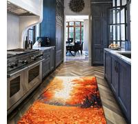 BYLEEHOMED Tappeti autunnali con foglie d'acero 160x200cm lavabile autunno albero foresta campo paesaggio ultrasottile morbido antiscivolo per soggiorno