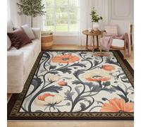 BYLEEHOMED Tappeti botanici a stampa floreale grandi fiori di gerbera boho morbidi e antiscivolo viti tappeto per l'ingresso del dormitorio seminterrato 60x90cm