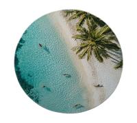 BYLEEHOMED Tappeti circolari a tema spiaggia 90 cm Tappeto rotondo a pelo corto antiscivolo estivo con atmosfera tropicale Tappeto morbido lavabile di palme per comodino della scuola materna