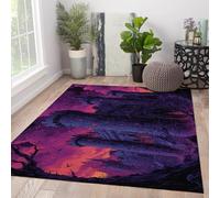 BYLEEHOMED Tappeti di Halloween raccapriccianti 120x170cm Dark Goth Crow Castle Stampa Morbidi zerbini lavabili per porte d'ingresso per fattoria Ingresso a casa Decor