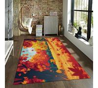 BYLEEHOMED Tappeti in foglia d'acero 120x180cm Tappeto vintage autunnale per soggiorno Foresta autunnale Tappeto sottile antiscivolo morbido per camera da letto sotto il tavolo