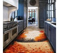 BYLEEHOMED Tappeti lavabili della foresta autunnale per camera da letto natura autunno arancione foglia d'acero albero paesaggio tappeto antiscivolo per ingresso comodino 100x150cm