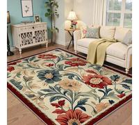 BYLEEHOMED Tappeti lavabili floreali Boho 200x300cm per soggiorno Tappeto ultrasottile antiscivolo vintage invecchiato per l'home office sotto il tavolo