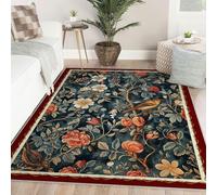 BYLEEHOMED Tappeti lavabili per uccelli floreali vintage per soggiorno Tappeto botanico morbido antiscivolo antiscivolo per sala da pranzo per sotto il tavolo 140x200 cm