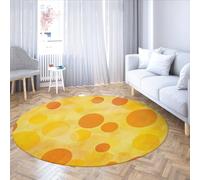 BYLEEHOMED Tappeti Yellow Series Circle Area 60 cm Lavabile in lavatrice Traspirante Cartoon Orange Polka Dots Tappeto rotondo per soggiorno sotto il tavolo