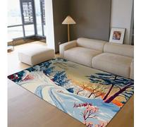 BYLEEHOMED Tappeto antiscivolo 60x120cm Tappeti lavabili della foresta innevata per l'ingresso, soggiorno, sala da pranzo, tappeto morbido del festival a pelo corto