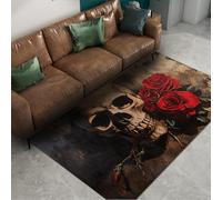 BYLEEHOMED Tappeto antiscivolo con teschio gotico vintage stile scuola scura piccolo tappeto ultrasottile lavabile per interni per soggiorno arredamento camera da letto 80x150cm