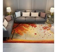 BYLEEHOMED Tappeto antiscivolo per soggiorno Foglie d'acero arancio rosso Design del sentiero forestale Rustico Rustico Agriturismo Decor per il Ringraziamento autunnale 180x240cm