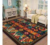 BYLEEHOMED Tappeto Boho Area Design Tribale Sud-Occidentale Natalizio Tappeto Geometrico Colorato facile da pulire a pelo basso per camera da letto e soggiorno 180x270cm
