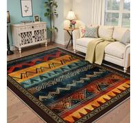 BYLEEHOMED Tappeto Boho nell'area sud-occidentale Colore scuro lavabile e resistente alle macchie casa colonica della tribù azteca antiscivolo morbido a pelo basso e tappeto a pelo basso 80x150cm