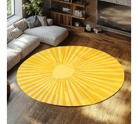 BYLEEHOMED Tappeto circolare lavabile Boho per aula scolastica Arancione Sun Pattern tappeto per pavimenti a pelo corto antiscivolo per camera da letto Stanza dei giochi 180 cm