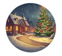 BYLEEHOMED Tappeto circolare per albero di Natale 120 cm fiocco di neve invernale supporto antiscivolo lavabile decorazioni per le vacanze domestiche tappeto rotondo per ingresso