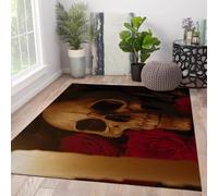 BYLEEHOMED Tappeto da cucina di Halloween 120x160cm Dark Academia Rose Skull Farmhouse Spooky Farmhouse Spooky Tappetino antiscivolo per l'arredamento della cucina domestica