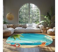 BYLEEHOMED Tappeto lavabile da spiaggia per piscina 150 cm tappeto rotondo antiscivolo a pelo basso da spiaggia per soggiorno Ingresso per la scuola materna