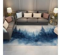 BYLEEHOMED Tappeto lavabile nella foresta acquerello natura nebbiosa paesaggio boschivo moderno e antiscivolo grandi tappeti interni per la sala da pranzo 180x240cm