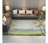 BYLEEHOMED Tappeto lavabile Spring Flowers 140x200cm Modern Fresh Green Forest tappeto sottile a pelo basso e antiscivolo per decorazioni sotto il tavolo da pranzo