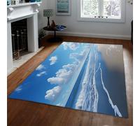BYLEEHOMED Tappeto Ocean Beach Area 180x240cm Onde del Mare Blu Tappeti costieri in poliestere Tappetino antiscivolo per soggiorno Pranzo Dormitorio Camera da letto Casa