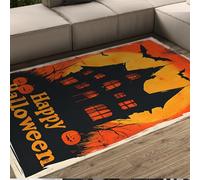 BYLEEHOMED Tappeto per l'area del castello di Halloween 140x200cm Stagionale Autunno Tappetino a basso profilo per vacanze di Halloween Tappeto antiscivolo per interni per soggiorno