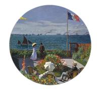 BYLEEHOMED Tappeto rotondo da giardino 120 cm Scena balneare francese in stile Monet Tappeto circolare artistico antiscivolo morbido lavabile in lavatrice per angolo lettura sul comodino