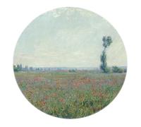 BYLEEHOMED Tappeto rotondo dal design scenico ispirato alla natura 120 cm Campo di fiori di Monet Tappeti circolari ultrasottili antiscivolo a pelo corto per l'area giochi del soggiorno