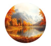 BYLEEHOMED Tappeto rotondo Fall Wonderland 60 cm Lavabile in lavatrice Autunno Stagionale Jungle Lake Print Tappeto circolare antiscivolo per comodino Piccolo divano