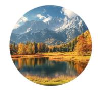 BYLEEHOMED Tappeto rotondo Lago Alpino 120 cm Stampa foresta di conifere Tappeto circolare antiscivolo per camera da letto Decorazione estetica del paesaggio della natura antiscivolo