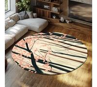 BYLEEHOMED Tappeto rotondo rosa floreale lavandabile Spring forest Spring Flower Ultra-Thin per il divano sotto il tavolo in casa Ufficio piccolo 120 cm